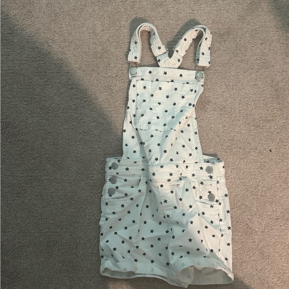 H&M White Star Print Overall Dress